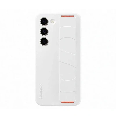 Image of Samsung Silicon Back Cover with Strap White Galaxy S23