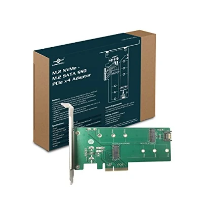 Image of Vantec M.2 NVMe + SATA SSD PCIe x4 Adapter (UGT M2PC200), Green