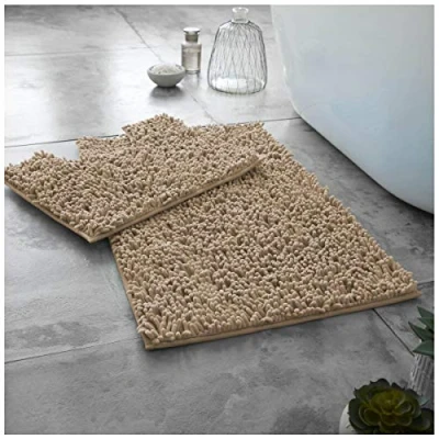 Image of GC GAVENO CAVAILIA Super Absorbent Loop Bath Mat Non Slip, Pedestal For Toilet, Mats bathroom, Natural, Regular