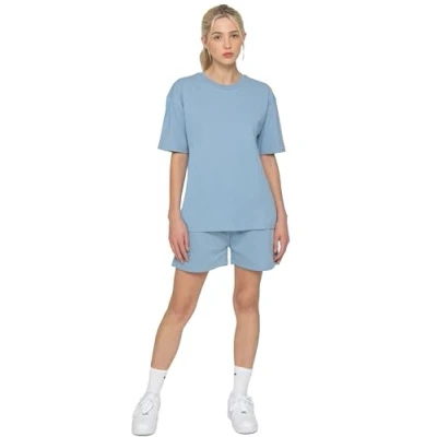 Image of Enzo Womens T Shirt Tracksuit With Shorts Blue Polycotton Size X Large