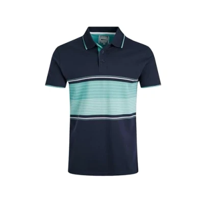 Image of Weird Fish Sunbury Striped Polo shirt, Men&#039;s, Size: XL, Aqua marine