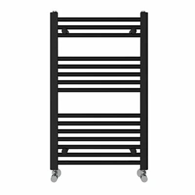 Image of NRG Straight Black Bathroom Heated Towel Rail Radiator Central Heating Ladder Rad Warmer 800x500mm