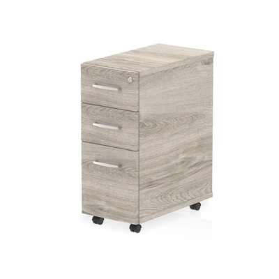 Image of Impulse 3 Drawer Narrow Under Desk Pedestal Grey Oak