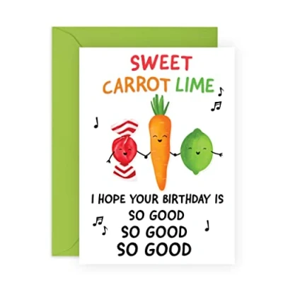 Image of Central 23 Birthday Cards For Men Women Card Funny Humorous &#039;Sweet Carrot Lime&#039; Mum and Dad Him Her Female Male Comes With Fun Stickers