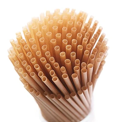 Image of SHAUMN 200pcs Sugarcane Straws Biodegradable 8 Inch Compostable Disposable Drinking Plastic Free Sturdy Smoothie for Home Restaurant Parties Not Foggy