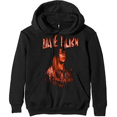 Image of Billie Eilish Spooky Logo Official Unisex Hoodie Hooded Top (XX Large) Black