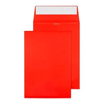 Image of Blake Creative Colour C5 229 x 162 25 mm 120 gsm Gusset Pocket Peel &amp; Seal Envelopes (6060) Pillar Box Red Pack of 125