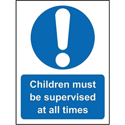 Image of Mandatory signs Children must be supervised at all times Safety sign 3mm Aluminium 300mm x 200mm