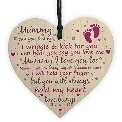 Image of RED OCEAN Mummy To Be Handmade Wooden Hanging Heart Keepsake Newborn Baby Mum Gift