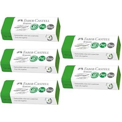 Image of FABER CASTELL 187250 Erasure PVC Free Dust Eraser Green Pack of 5