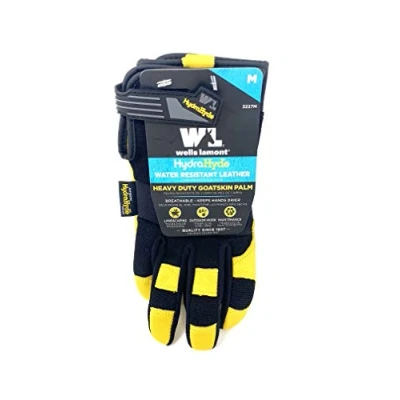 Image of Men&#039;s Goat Skin Leather Palm Work Gloves, Water Resistant HydraHyde, Medium (Wells Lamont 3227) (Large)