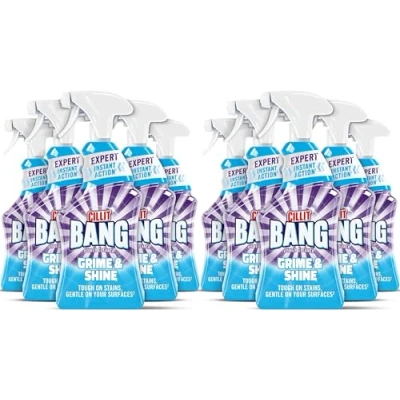 Image of Cillit Bang Professional Grime &amp; Shine Spray, Suitable for Cleaning Outdoor and Indoor Surfaces, Size: 750ml (Pack of 12)