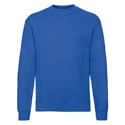 Image of Fruit of the Loom Childrens Unisex Set In Sleeve Sweatshirt (Royal) Blue Size 7 8Y
