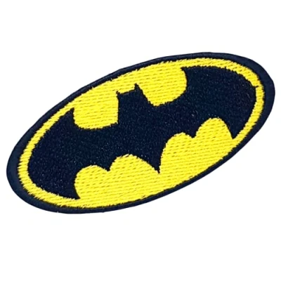 Image of Batman Logo Comic Black On Yellow Iron/Sew Embroidered Patch