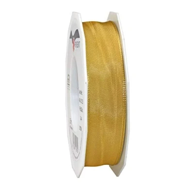 Image of Präsent Lyon Wired Taffeta Ribbon Ocher 25 mm Width, m Length