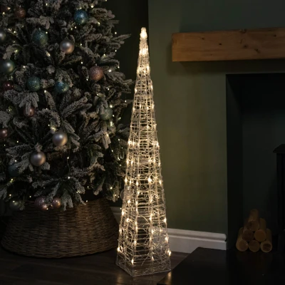 Image of 1.18m Light up Christmas Acrylic Pyramid with 80 Flashing &amp; Static Warm White LEDs