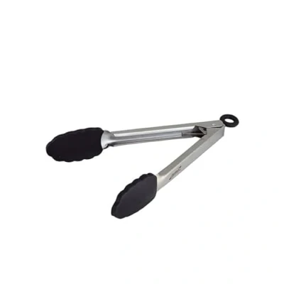 Image of Genware STT 9S Locking Tongs with Silicone Tip, Stainless Steel, 23 cm/9&quot;