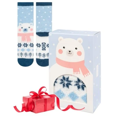 Image of soxo Chenille Socks Women Christmas Gifts Ladies Xmas Sock Womens Gift Presents Ideas 2.5 6.5 Teddy Bear