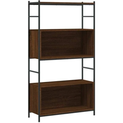 Image of vidaXL Bookshelf Brown Oak 80x30x145.5 cm Engineered Wood and Iron