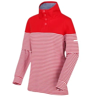 Image of Regatta Womens Camiola Fleece Top True Red Strpe S