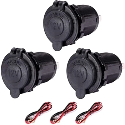 Image of Yizerel 3 Pack Cigarette Lighter Socket for Car Motorcycle Marine ATV RV Sockets Power Outlet Receptacle 12V Waterproof Plugs
