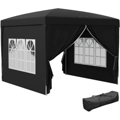 Image of Outsunny New Garden Heavy Duty Pop Up Gazebo Marquee Party Tent Wedding Canopy, Black