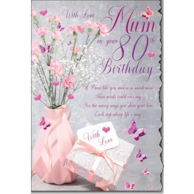 Image of With Love Mum 80th birthday Card lovely Verse