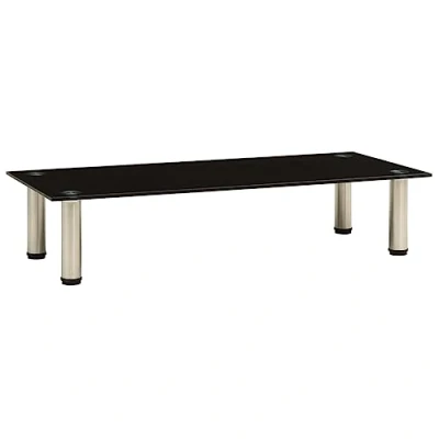 Image of vidaXL Modern Black TV Stand Tempered Glass and Stainless Steel Construction, Ideal for Living Room Bedroom