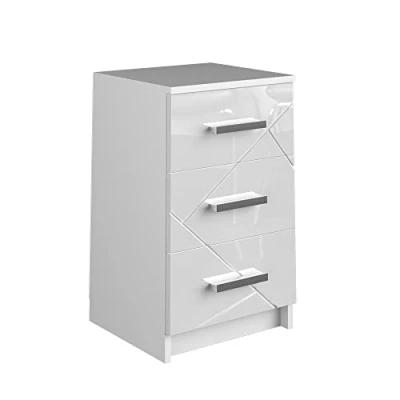 Image of Vicco Nightstand Irma, White High Gloss, 37.6 x 66 cm