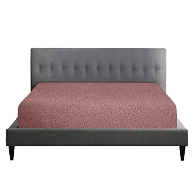 Image of Teddy Fleece Fitted Bed Sheet Plain Thermal Warm Soft Luxury Bedding, Kingsize Sheet, Pink