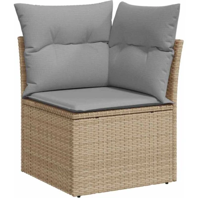 Image of vidaXL 7 Piece Garden Sofa Set with Cushions Beige Poly Rattan