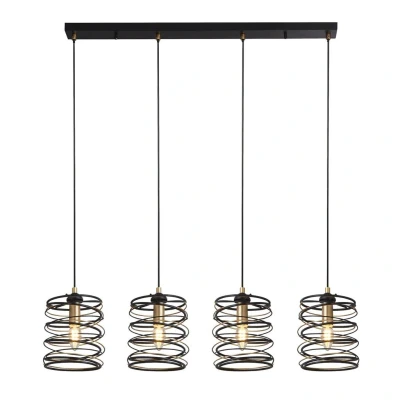 Image of Spring 4 Light Bar Pendant, Black And Gold