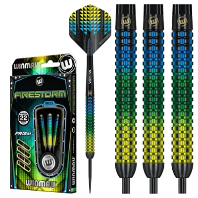 Image of WINMAU Firestorm 22 gram Tungsten Darts Set with Flights and Stems (Shafts)