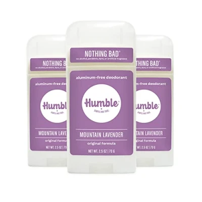 Image of Humble All Natural Deodorant, Aluminum And Paraben Free, Cruelty Free Men Women Deodorant Lavender 3 Pack