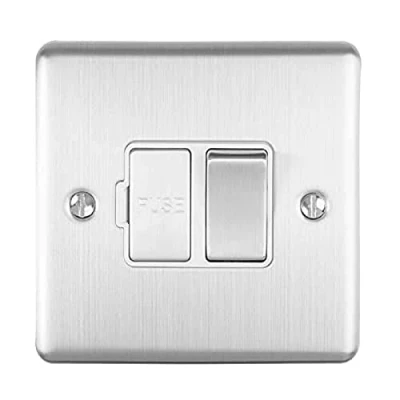 Image of Enhance Decorative Switched Fuse Spur Satin Stainless Finish With White Trim