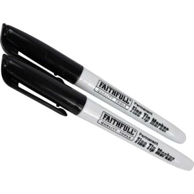 Image of Faithfull Fibre Tip Marker Pen Black (Pack of 2)