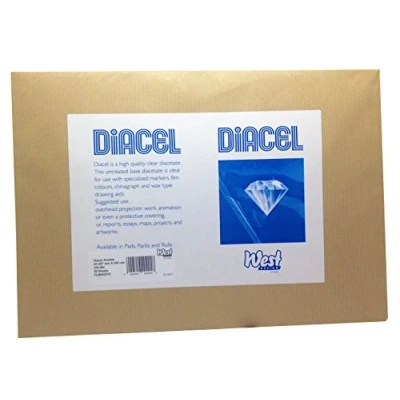 Image of Diacel Film Acetate Sheets, Clear, A3, 250 Microns, 50 For Use With Specialised Markers, Colours And Chinagraph, Crystal Clear