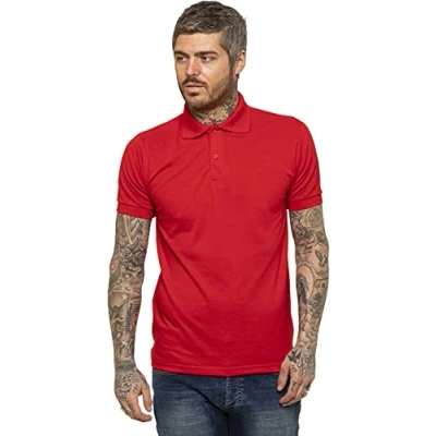 Image of K11 KZPL105 Mens Polo Shirt Pique T Shirts Tee New Golf Work Casual Plain Short Sleeve Top Red S