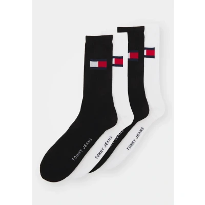 Image of Tommy Jeans FLAG Unisex 4 PACK Socks, Size: 2.5 5, White/black