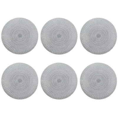 Image of Zeller 27002 &#039;Cut Out&#039; Set Of 6 Pvc Place Mat, Round, Silver,41 x 41 1 cm