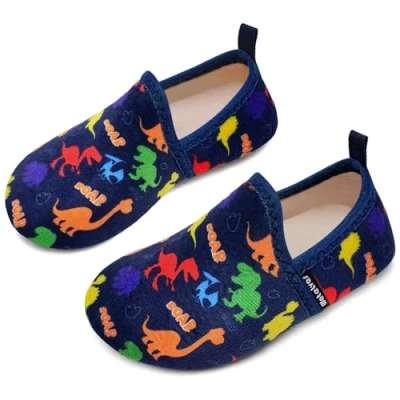 Image of Slippers Kids Boys Slipper Winter Warm Furry Socks with Non Slip Sole for Indoor（Dinosaurs 30/31）