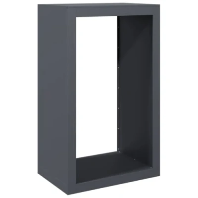 Image of vidaXL Firewood Rack Anthracite Steel Fireplace Log Holder 60x40x100 cm Weather Resistant Wood Storage Stand