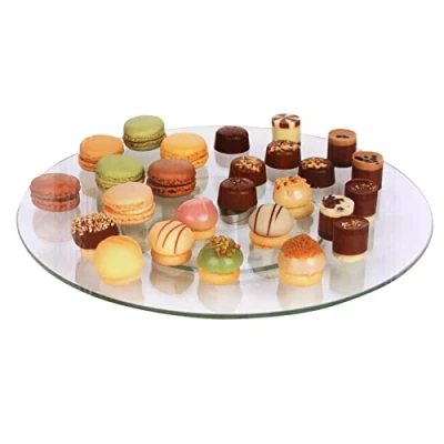 Image of alpina Revolving Glass Cake Stand 30cm Rotating Platter Pedestal Single Tier Patisserie Dessert Fruit Serving Display Plate