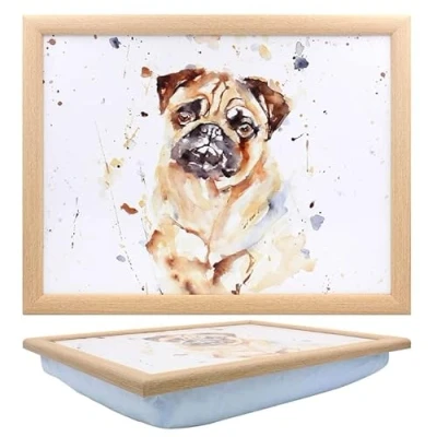 Image of Tamersgifts Cushioned Laptrays Lap Tray TV Dinner Bean Bag Padded Cushion Gift (Pug Laptray)