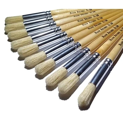 Image of Major Brushes Hog Bristle Short Round Size 16 Pack of 10