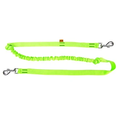 Image of DINGO Canicross Lead with Shock Absorber, 2 Hooks, Lightweight, Pull Absorption, Attachable Leash for Running, Sports, Jogging, Training, Polyamide, Handmade, Green (14698 2)