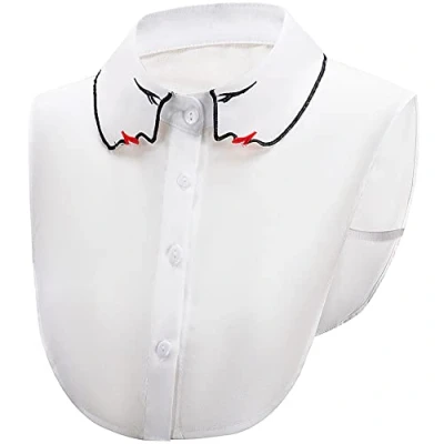 Image of LoudSung Fake Collar Detachable Half Shirt Blouse False Floral Lacing Top Elegant Lovely Design for Women Girls