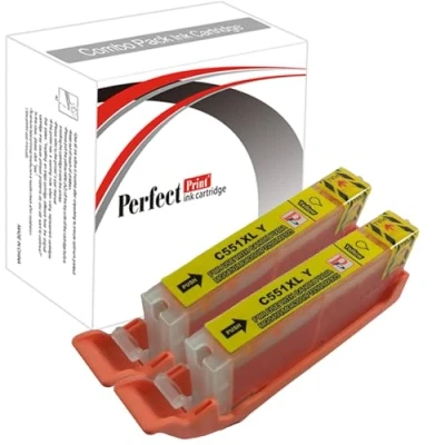 Image of PerfectPrint Compatible Ink cartridge Replacement for Canon Pixma iP7200 iP7250 iP8750 iX6850 MG5450 MG5550 MG5650 MG6350 MG6450 MG6600 MG6650 MG7150 MG7550 MX725 MX925 CLI 551 XL (Yellow, 2 Pack)