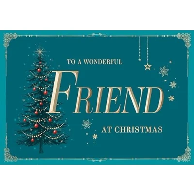 Image of Piccadilly Greetings Christmas Card Classic To a Wonderful Friend 9 x 6 inches