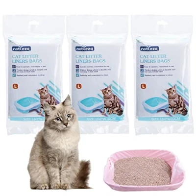 Image of Nobleza 36 Pcs Cat Litter Tray Liners, Large 60x50cm Scratch Resistant Box Liners Heavy Duty, Thicken Leak Proof Tear Bags for Box, White